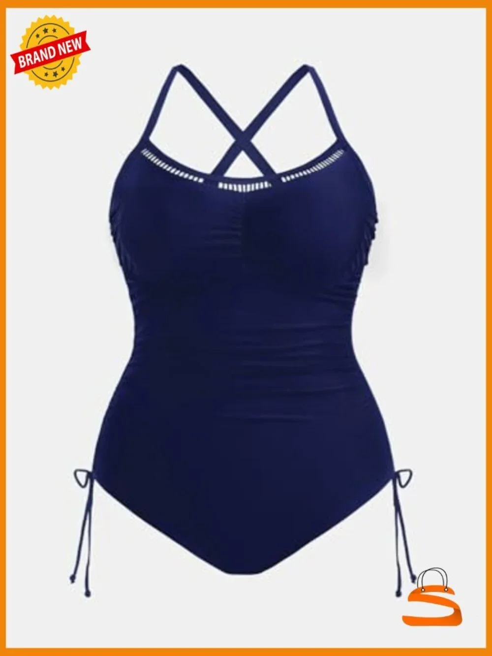 Plus Size One Piece Swimsuit Scoop Neck Cutouts Side Drawstring Adjustable